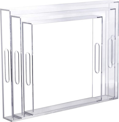 16x12x2inch 5mm PMMA ha fuso il plexiglass su ordinazione chiaro Tray With Handles acrilico